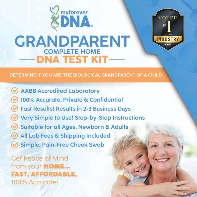My Forever DNA Grandparent DNA Test Kit: AABB accredited, 100% accurate, fast results in 2-3 days. Multiple locations/long-distance option with 1 order, 2 kits shipped separately.
