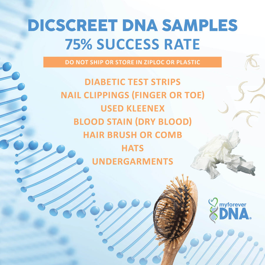 Alternative DNA samples - nail clippings, dry blood, used Kleenex, hairbrush -offered by My Forever DNA