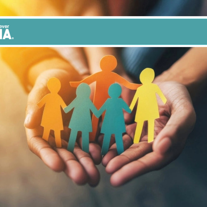 Hands holding paper cutouts of a family, symbolizing connection and DNA testing for adoptees My Forever DNA logo