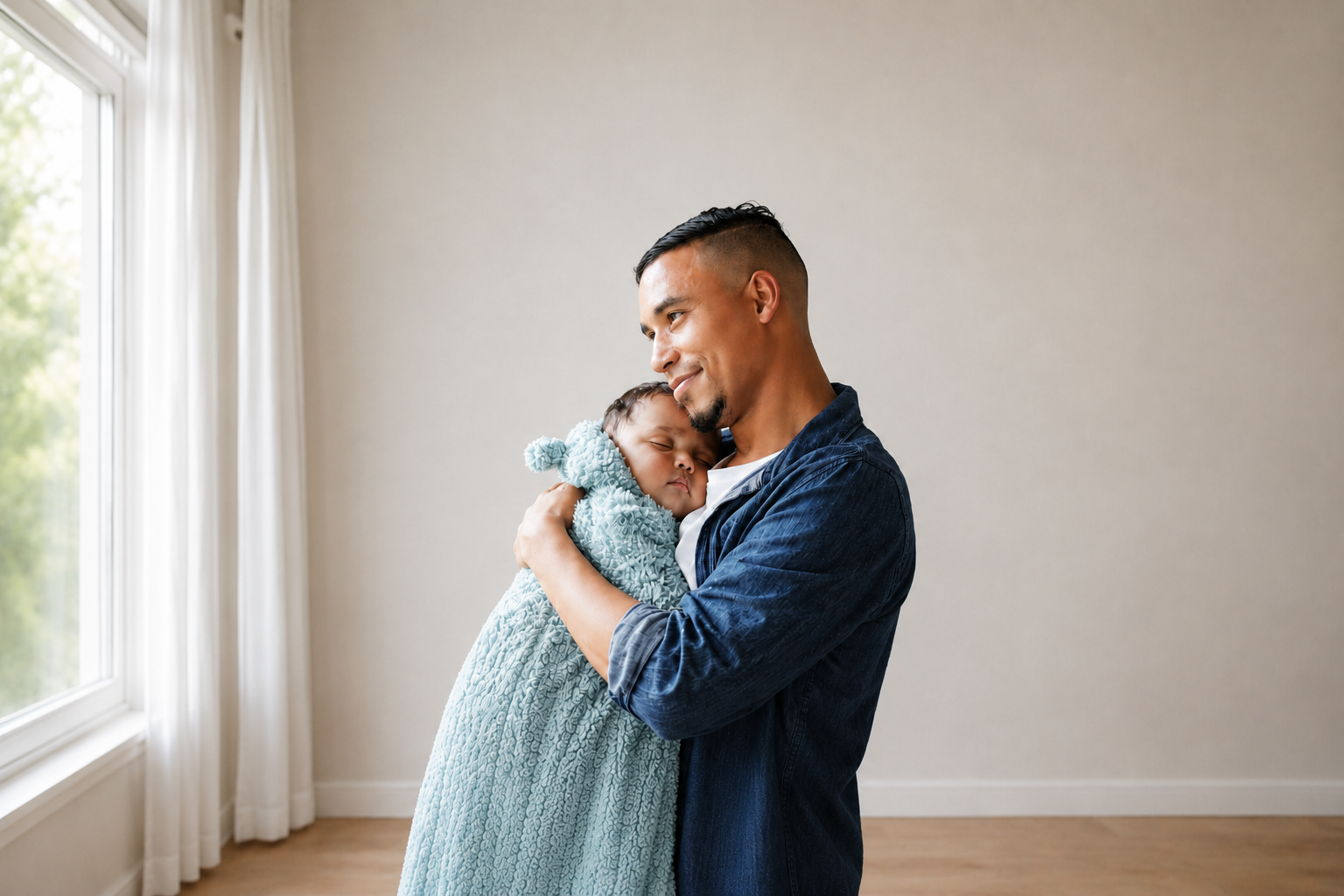 Father and baby for at-home paternity DNA testing without the mother’s sample.