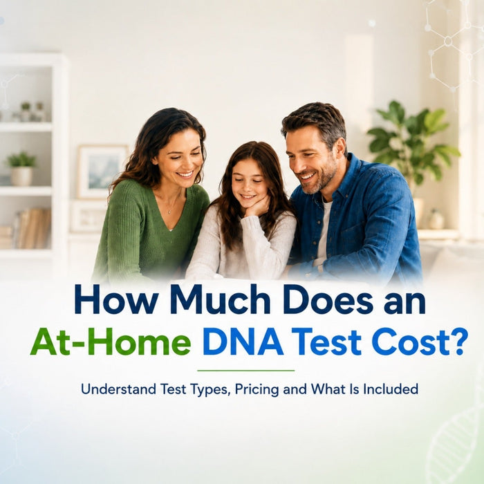 Family reviewing at home DNA test costs and options from My Forever DNA