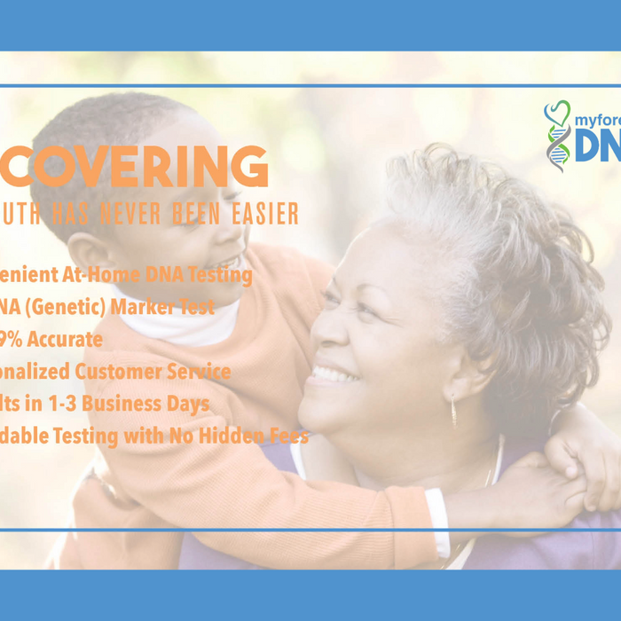 Joyful grandmother hugging her grandson, illustrating My Forever DNA's easy at-home DNA testing services highlighted by 99.99% accuracy and fast results, promoting the discovery of family truths.