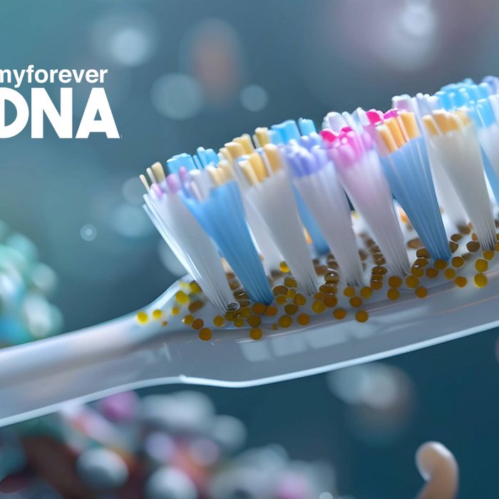 Close-up of a toothbrush with colorful bristles, symbolizing alternative DNA sample collection for private and secret testing with My Forever DNA. The image emphasizes confidentiality and innovative testing methods.