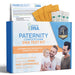 Paternity DNA test kit with packaging and components on a white background