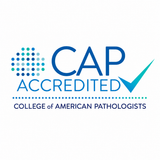 CAP Accredited logo with College of American Pathologists text on a transparent background