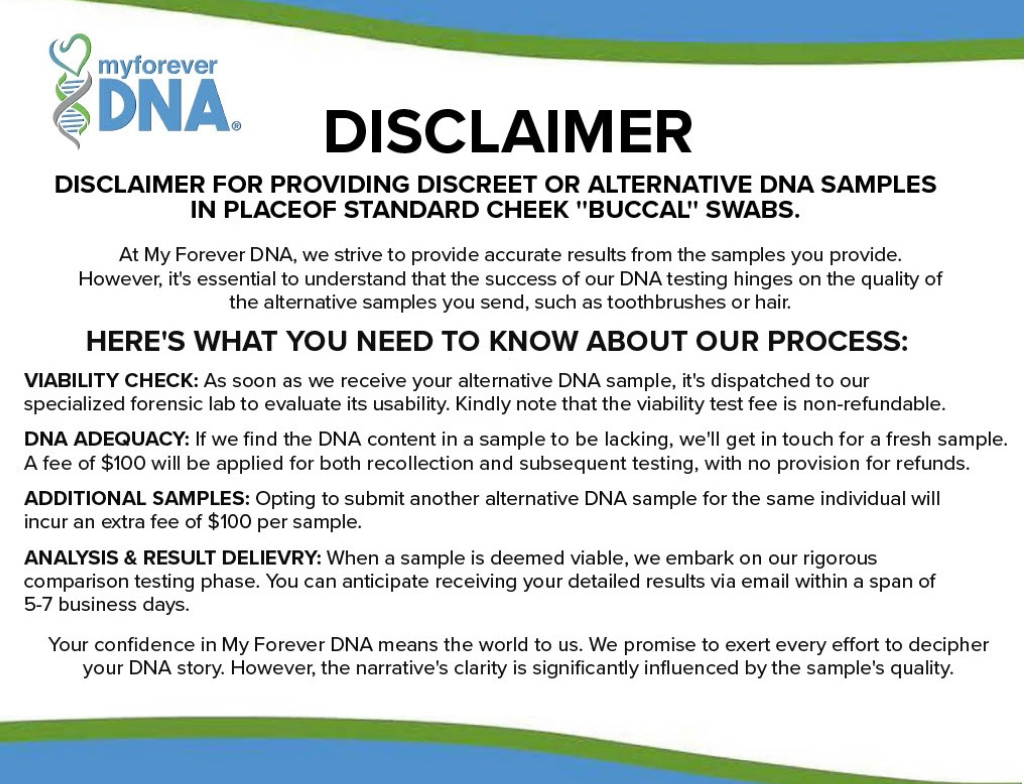 Discreet/Alternative DNA Disclaimer 