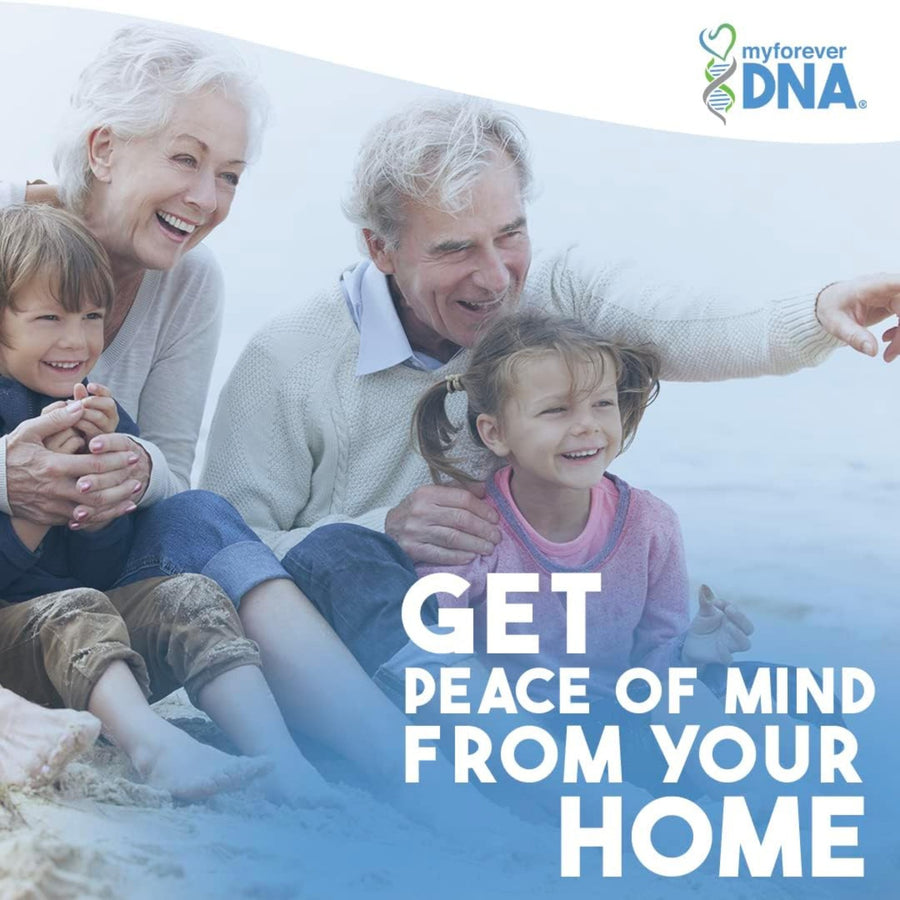 Happy grandparents with grandchildren, highlighting My Forever DNA's at-home testing services for peace of mind with accurate, private results.