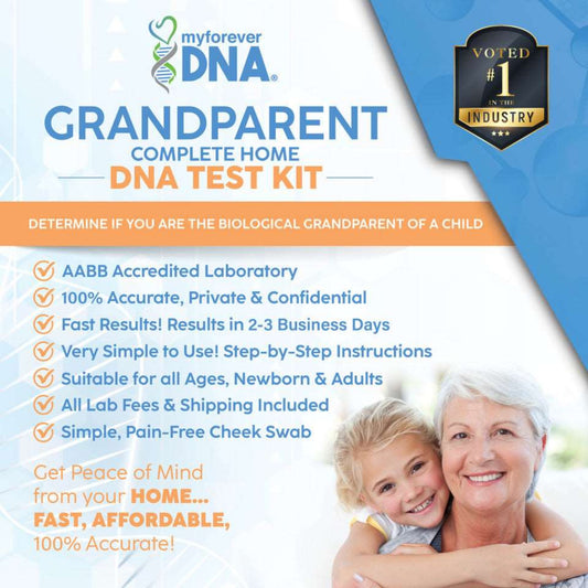 My Forever DNA's Multi-Location Grandparent Test Kit offers accurate, long-distance answers, confirming grandparent-child relationships miles apart.