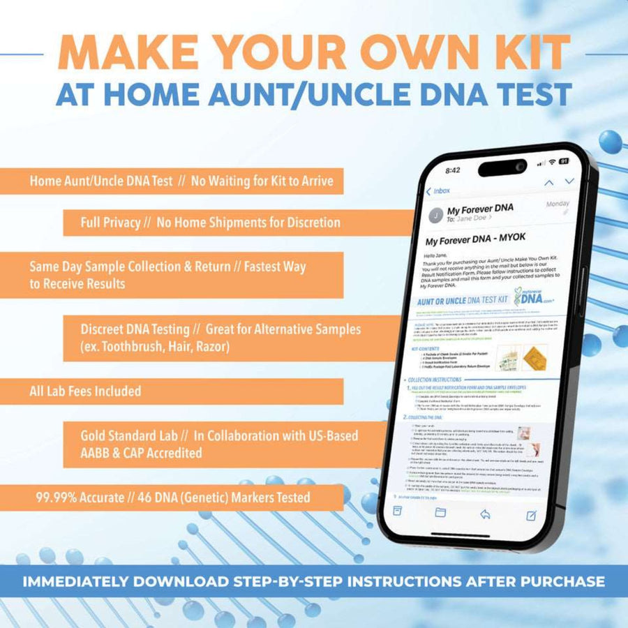 Make Your Own Kit for At-Home Aunt/Uncle DNA Test: discreet, fast results with same-day collection and privacy. Includes lab fees, 99.999% accuracy
