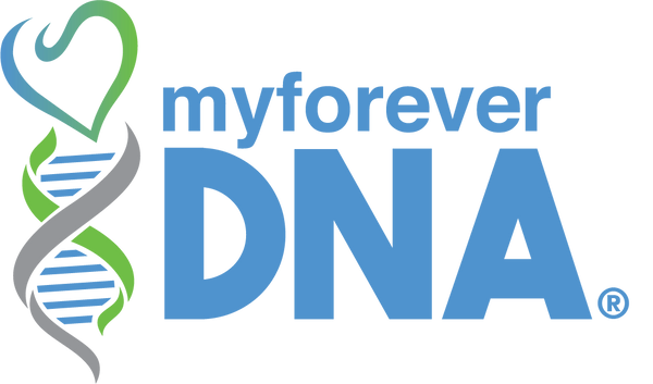 My Forever DNA Logo blue with DNA Helix and heart 