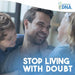Smiling father with children promoting My Forever DNA: Stop living with doubt, offering accurate and confidential paternity testing for peace of mind.