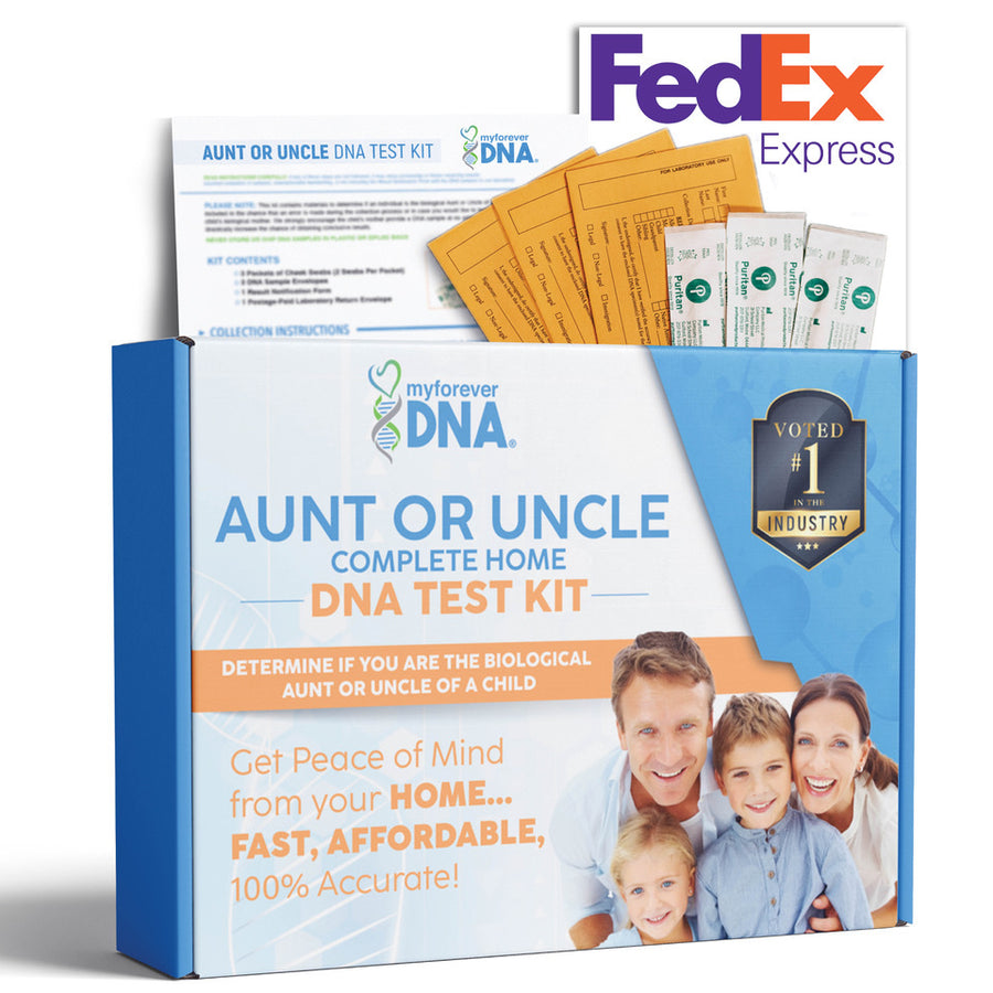My Forever DNA Aunt or Uncle Test Kit - complete home DNA testing to confirm biological relationships with fast, affordable, and accurate results.