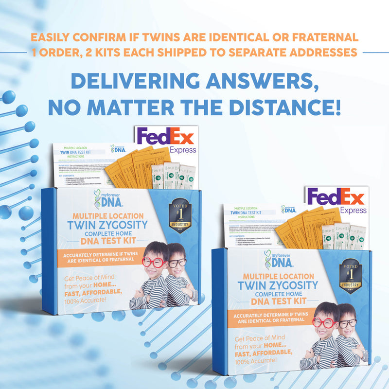 My Forever DNA Twin Zygosity Test Kit - multiple location home DNA test to confirm if twins are identical or fraternal, shipped fast via FedEx.