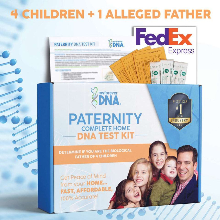 My Forever DNA Home Paternity Test Kit: Accurate, confidential DNA testing for 4 children + 1 alleged father. Includes fast results and FedEx return shipping.