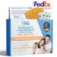 Packaging of My Forever DNA's Paternity + Maternity Home DNA Test Kit, featuring tools for determining biological parentage with 100% accuracy. Includes lab fees, prepaid FedEx shipping, and simple instructions.