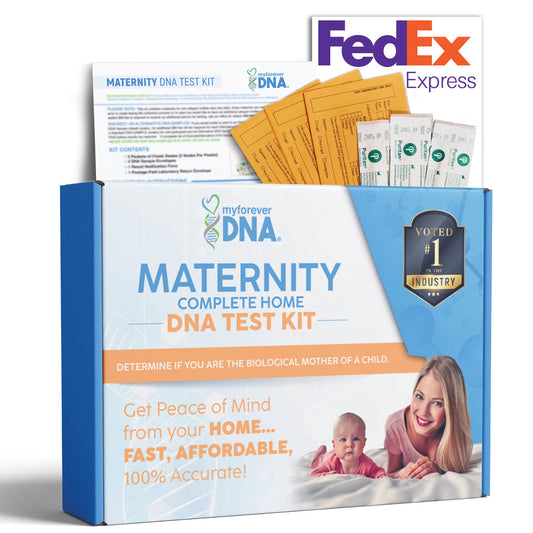 Maternity Home DNA Test Kit  | 24 DNA (Genetic) Markers | 100% Accurate & Private | All Lab Fees & FedEx Shipping Included