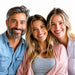 Three smiling adults representing accurate sibling DNA testing in Omaha Nebraska with My Forever DNA trusted genetic testing services.