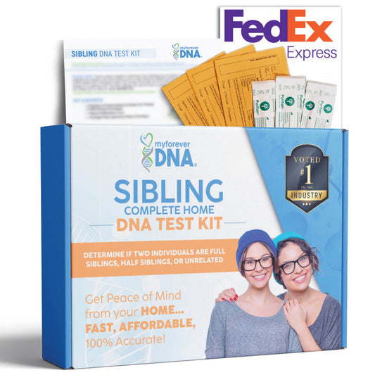 Simplify sibling DNA testing with the My Forever DNA Sibling Home Test Kit. Determine full, half, or unrelated sibling relationships quickly, affordably, and accurately from home.