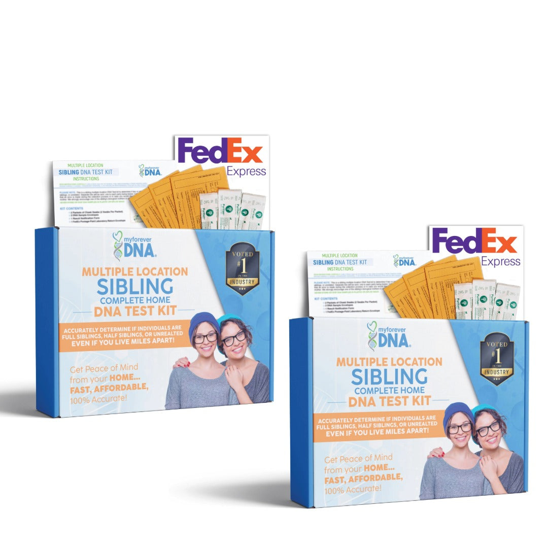 Multiple Location At-Home Sibling DNA Test | 1 Order, 2 Kits Shipped | All Lab Fees & Shipping Included